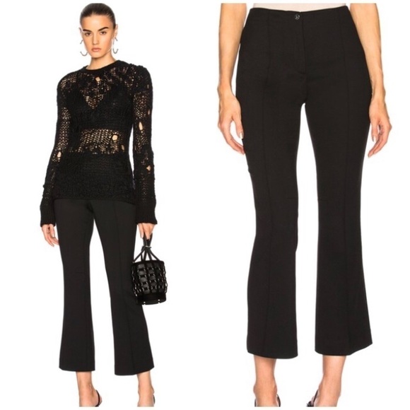 HELMUT Lang Black Wool Blend Cropped Flare High Waisted Pants - Picture 1 of 12